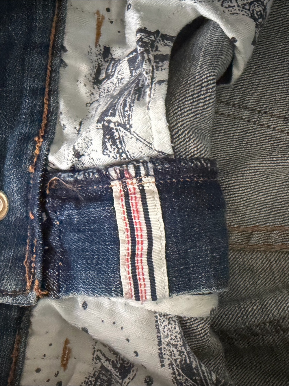 Pilcro and the Letterpress Light Blue Distressed Jeans with Red Tassel Hem - Picture 7 of 9